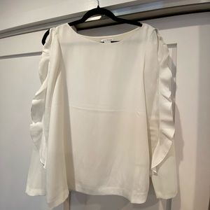 Club Monaco cold shoulder ruffle long sleeve top